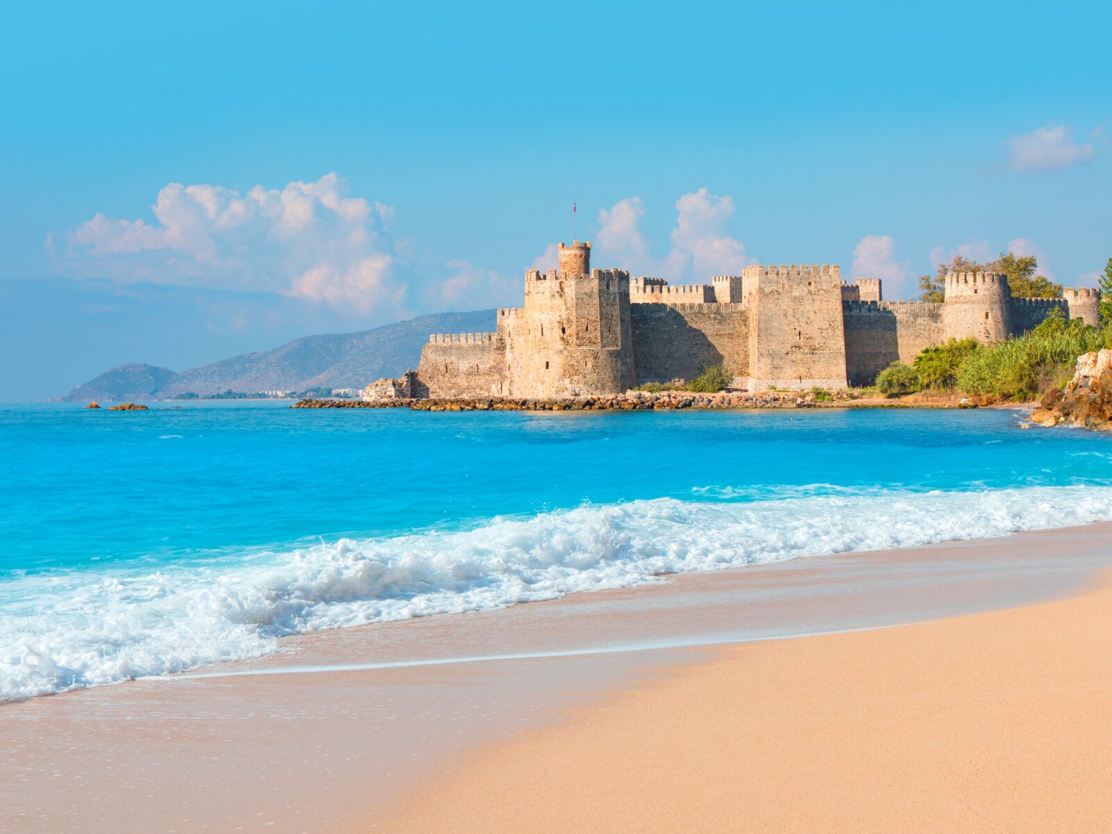 Historical,Stone,Walls,Of,Mamure,Castle,On,Mediterranean,Coast.,Anamur