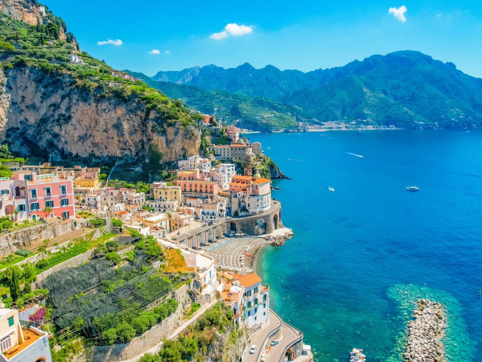 Atrani,On,Amalfi,Coast,,Italy.,Aerial,Photo,Of,Famous,City