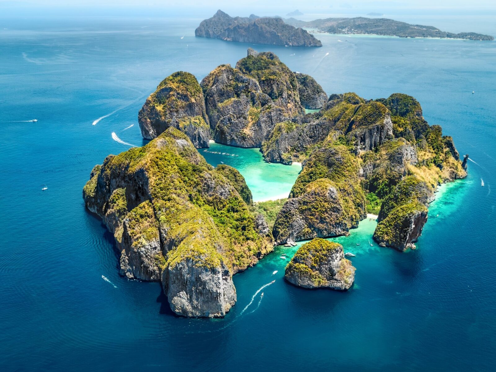 Aerial,Drone,View,Of,Tropical,Ko,Phi,Phi,Island,,Beaches