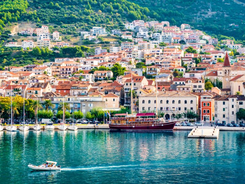 Panorama,And,Landscape,Of,Makarska,Resort,And,Its,Harbour,With