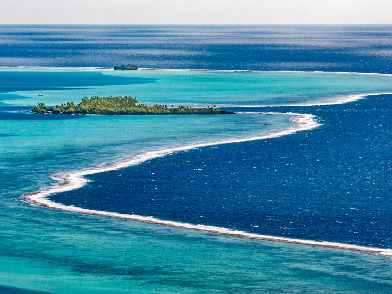 Approaching,Raiatea,Island,From,Sea,,French,Polynesia,,Society,Islands,,South