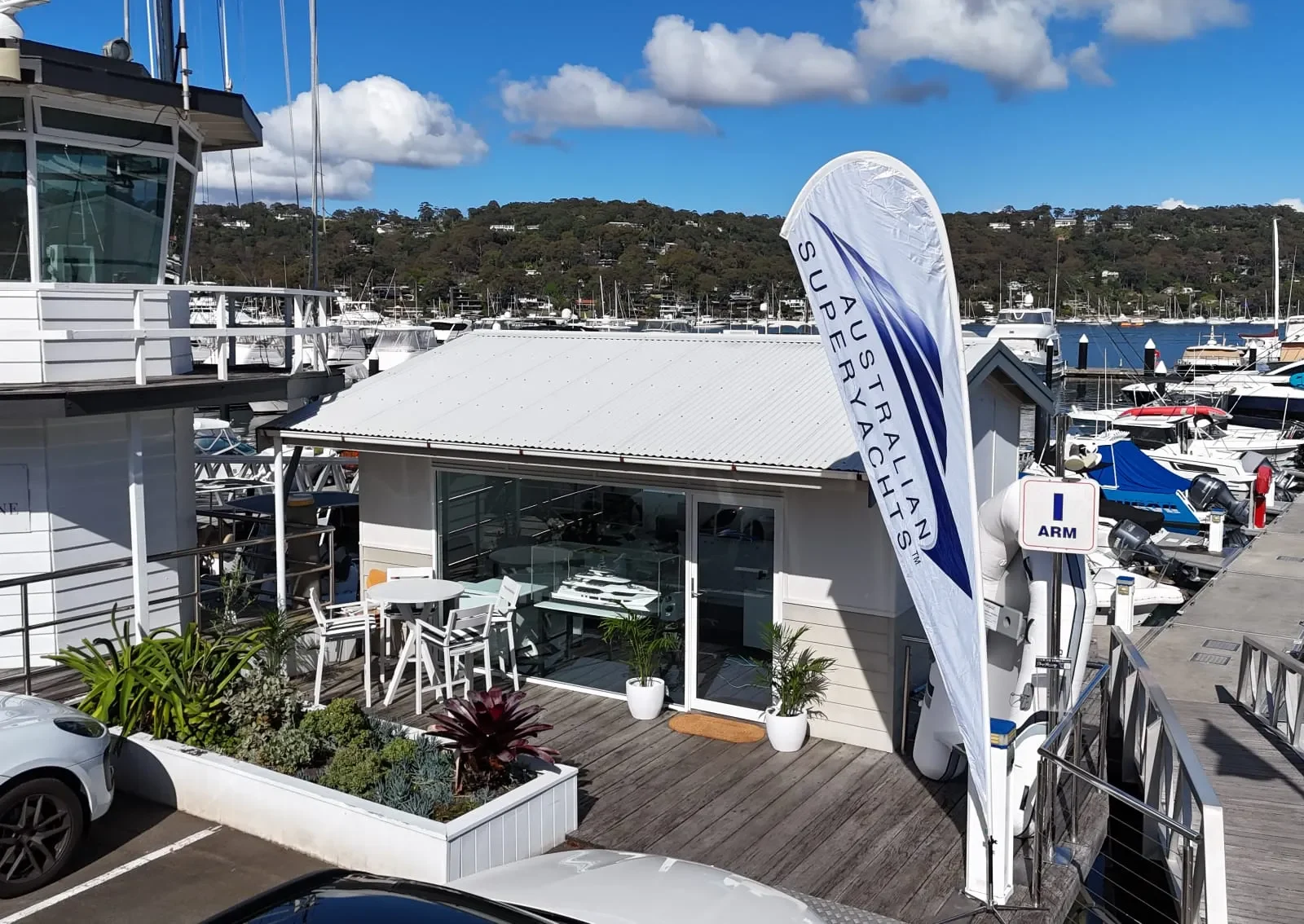 The Australian Superyachts office on the waterfront at RMYC Newport